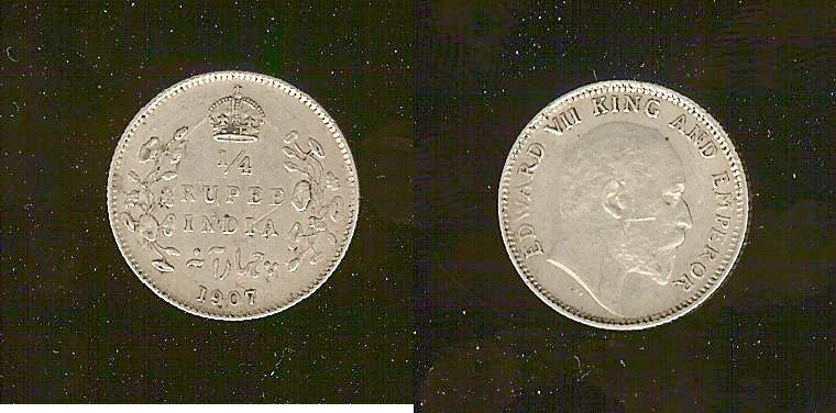 India 1/4 rupee 1907 EF